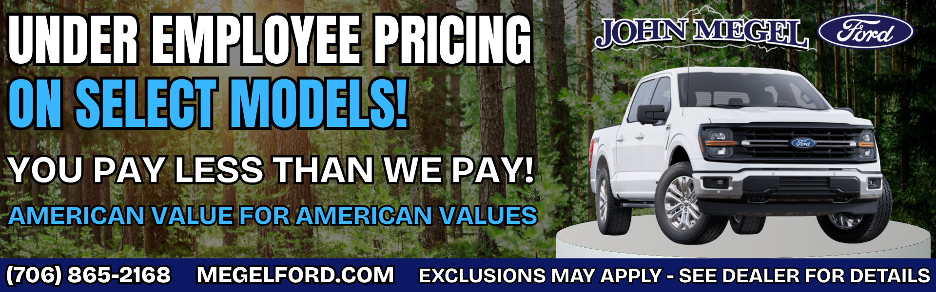 Under Employee Pricing on Select Models